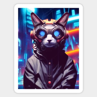 Cool Japanese Techno Cat In Japan Neon City Magnet